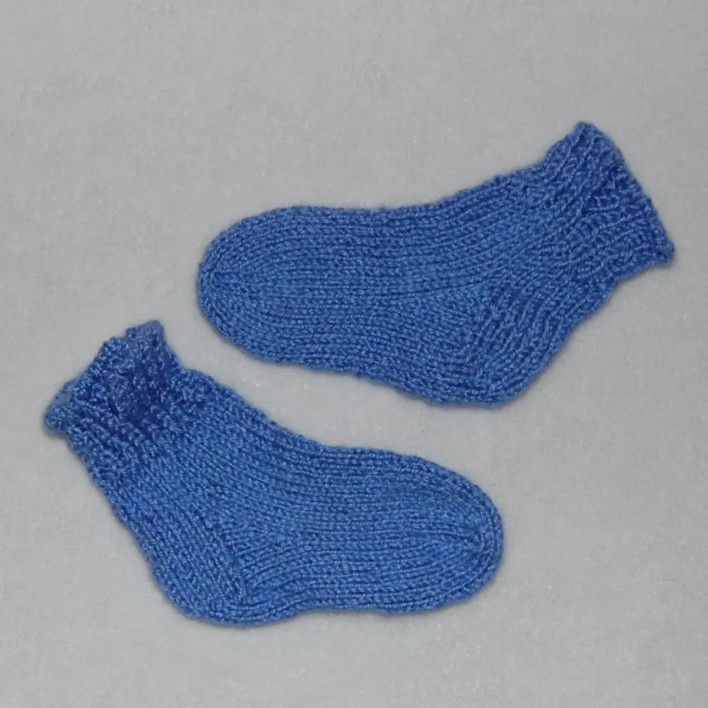 NEW Handmade Two Pairs of Ankle Socks for Toddlers, Yellow & Periwinkle Blue